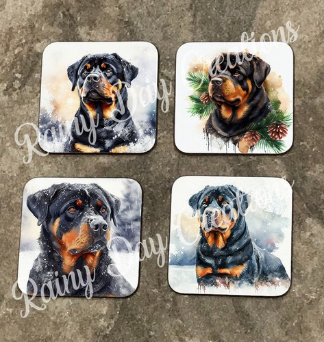 Rottweiler wooden coasters - rottweiler,