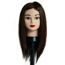 Hairdressing Training Mannequin Head 16" Human & Fibre Mixed Hair with Clamp