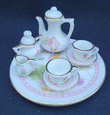 Doll's House Tea Set, Floral, Pink with Gilding