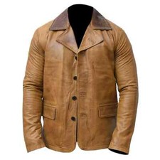 Men's Arthur Morgan Red Redemption II Dead Tan Brown Genuine Leather Coat Jacket