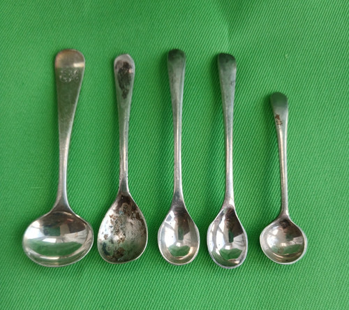 Five mixed condiment spoons 1 - five, spoons,