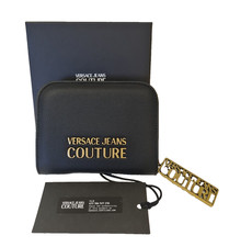 Versace Jeans Couture Wallet black zip around purse cards coins New with Box