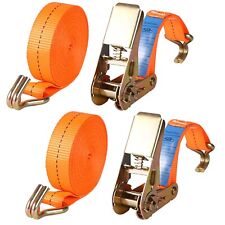 2pcs 5m 800kg 25mm Ratchet Straps Heavy Duty Tie Down Straps Ratchet w/ J Hook .