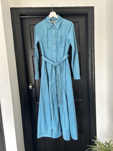 Bright blue cord - belted, long