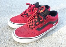 Vans TNT SG Trujillo Rare Pro Skate Shoe Red Black Mens 7.5 Checkered Lace