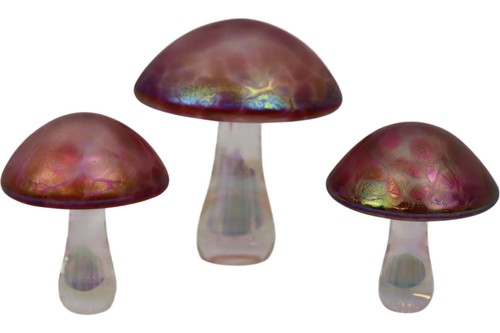 Heron glass mushroom cranberry - glass,