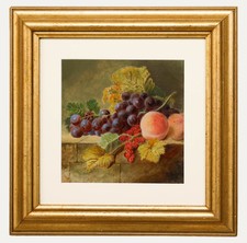 E. Stanfield - Framed Late 19th Century Oil, Still Life of Fruit on a Ledge
