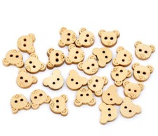 Teddy Bear Head Wooden Buttons Knitting Crocheting Sewing Craft Scrapbooking
