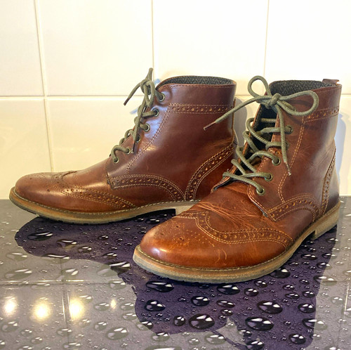 Men brown leather brogue - leather,