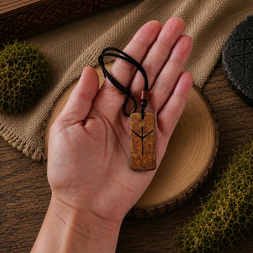 Handmade algiz rune wooden - algiz,