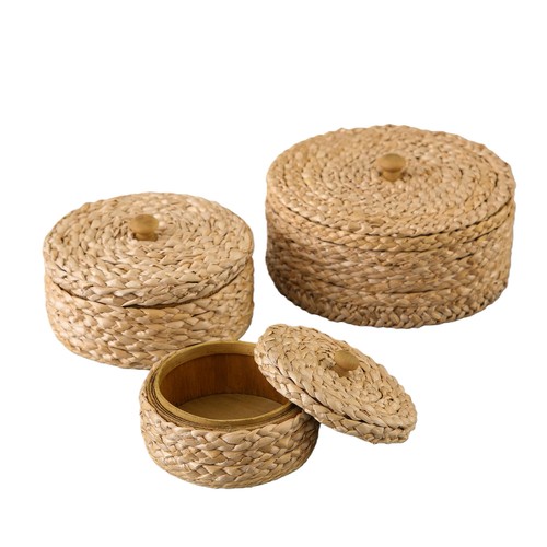 Round rattan storage - rattan, boxes