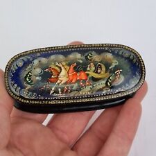 Vintage Russian Lacquer Ware Box Hand Painted Fairytale Scene Signed