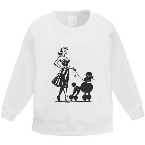 Retro girl with poodle kids - with, poodle'