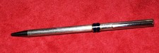 Vintage Aurora Marco Polo Sterling Silver Ballpoint Pen - two blue stone rings