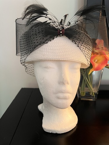Vintage white ladies pillbox - vintage,