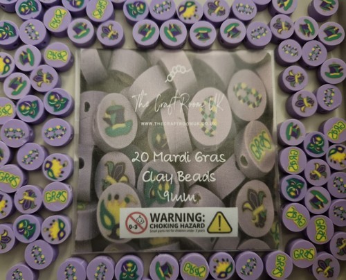 Mardi gras clay beads - clay,