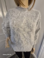 Ladies 100% Luxurious Longhaired Angora Jumper In Grey
