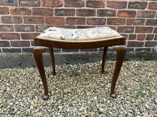 Shabby Chic Walnut Framed And Upholstered Pad Dressing Table Stool