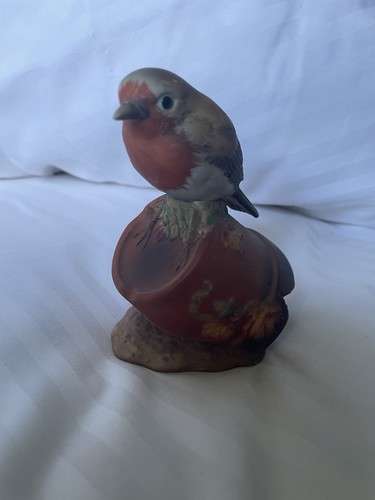Red robin ornament perched - red, on