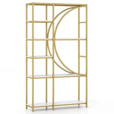 Industrial Etagere Bookcase 6-Tier Bookshelf-White