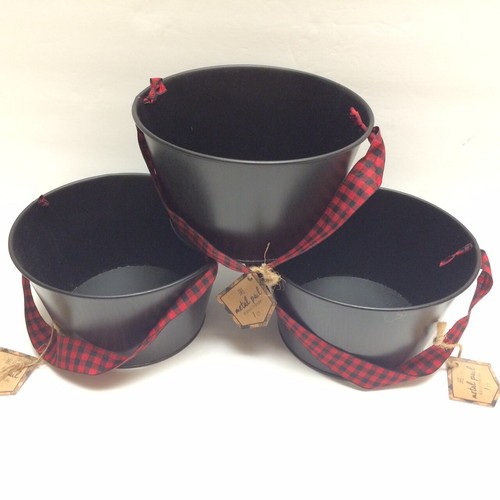 Set black metal bucket w - black, w/