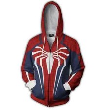 Spiderman Hoodie Jumper Superhero Cosplay Jacket Hooded Zipper Sweatshirt Coat