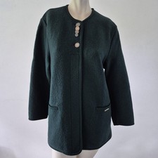 Vintage Geiger Boiled Wool Coat Green UK 10–12 Austrian Bavarian Oktoberfest
