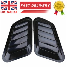 Universal Gloss Black Car Bonnet Scoop Vent Stick On Cover Pair 2x