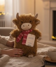 Shaggy Highland Cow. Novelty Hot Water Bottle & Cover