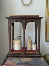 VINTAGE Wooden temple Wall Mount decor Arched CARVED Shelf Gothic INDIA Painted