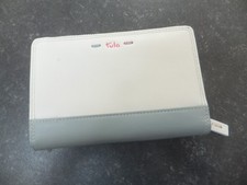 Purse Wallet Tula Grained Ivory and Grey Leather. Cards, Cash, Zip. Plus bag.