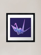 Glass galaxy origami crane - glass,
