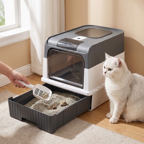 Hooded enclosed cat litter - hooded,