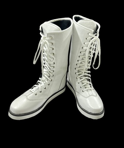 Pro wrestling boots white - wrestling,