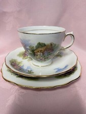 royal vale bone china made in england country cottage garden tea trio ✅ 1137