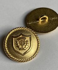 Real Metal Military Style Shield Gold Shank Buttons 6pcs 20mm (32L)