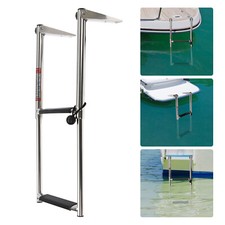 AQUATRACK 316 MARINE GRADE STAINLESS STEEL 2-STEP TELESCOPIC BOAT TRANSOM LADDER