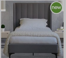 Faux Velvet Fabric Grey King Size 5ft Alice Bed with Headboard