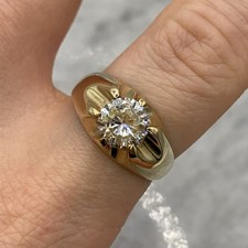 CZ Gypsy Solitaire Ring  9ct 375 Yellow Gold - Size Q