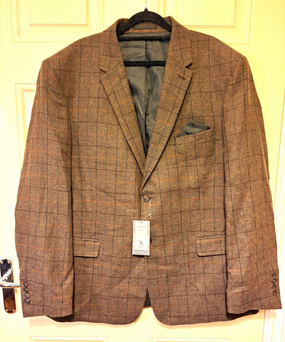Men wool tweed - wool, brown