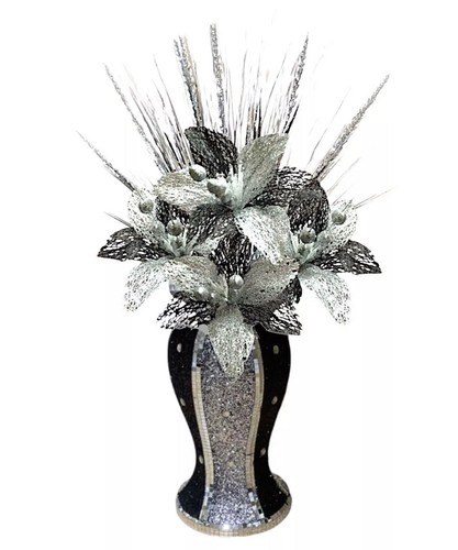 Black silver vase with - silver,