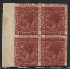 Spain 1879 YV Guerre 15 imp Double printed Bloc of 4
