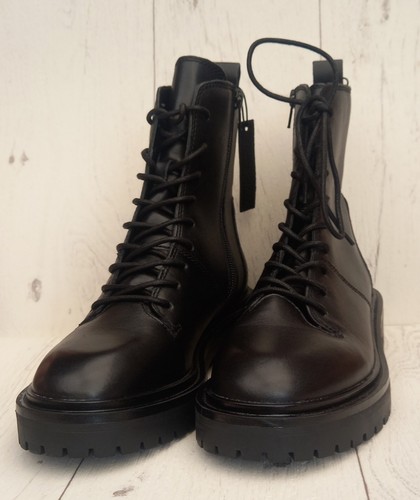 Leather military style zip - m&s,