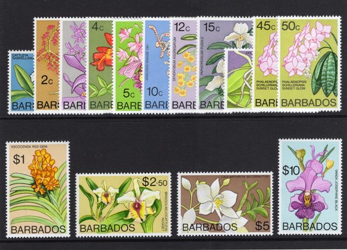 Barbados 1975 qeii orchids set - qeii,