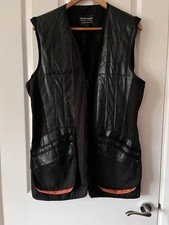 Top Gun Black Shooting Vest In Medium with Red Trim Canvas and Leather Trim