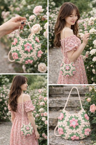 Handmade crochet flower bag - handmade,