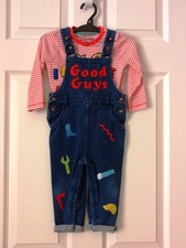 Halloween Baby Chucky Costume  -  Hand Crafted Felt Embellishments  Age 9-12 mth