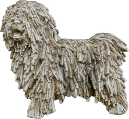 Beige resin komondor style - beige, dog