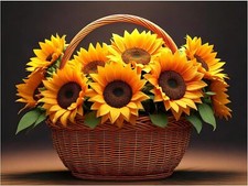 Tile Mural Sunflowers Basket Elegant Decor Kitchen Art Backsplash Marble Ceramic