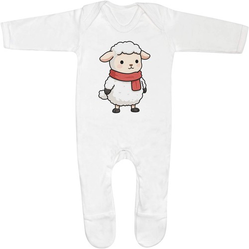 Lamb wearing cozy scarf - wearing,